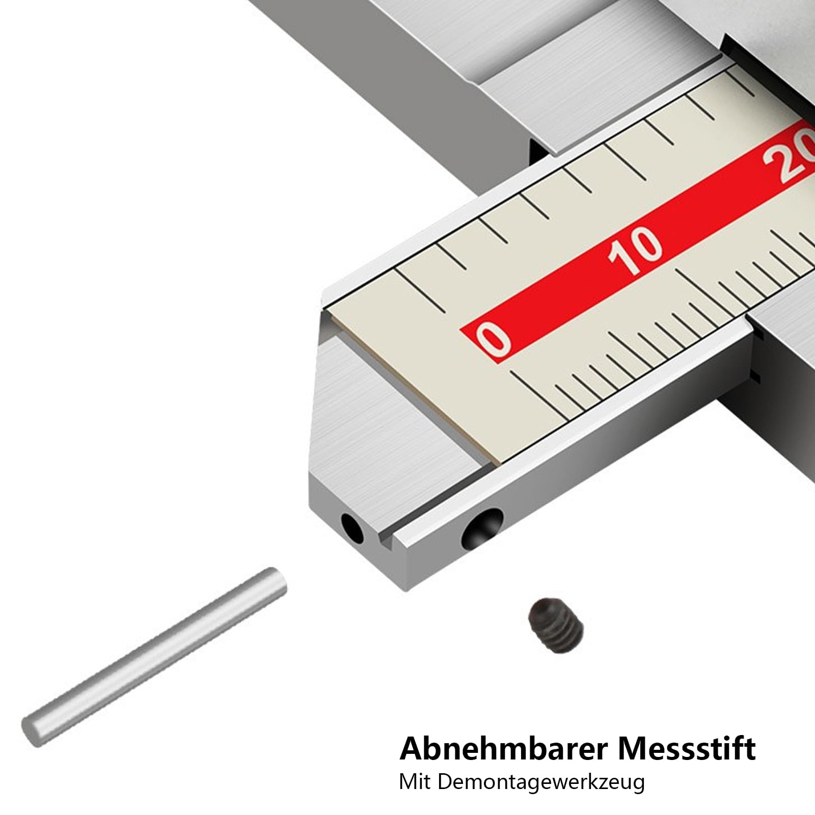 0-300mm Digital Tiefenmessschieber mit Messstift, 0,01 mm hochgenauer Edelstahl digitaler Tiefenmessschieber mit mm/Zoll-Messsystem, Tiefenmess-Messschieber Messwerkzeug (0-300mm)