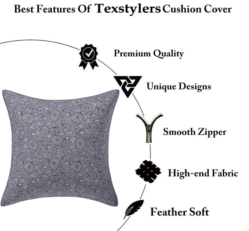 Image of Texstylers Pure Cotton Reversible Jaipuri Print 12x12 Inch Cushion Covers,01