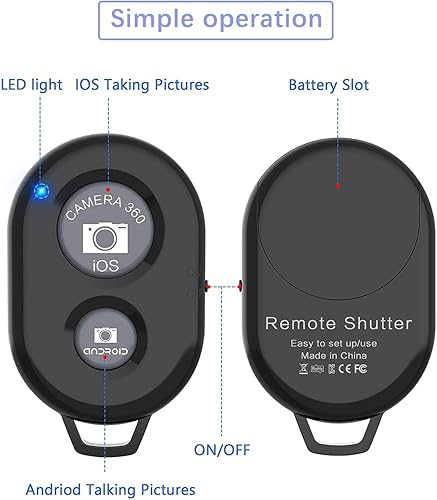 Miniatura 3 de Obturador remoto para cámara de iPhone, control remoto Bluetooth para Android, manos libres, funciona con toma un retrato familiar de Navidad, crea