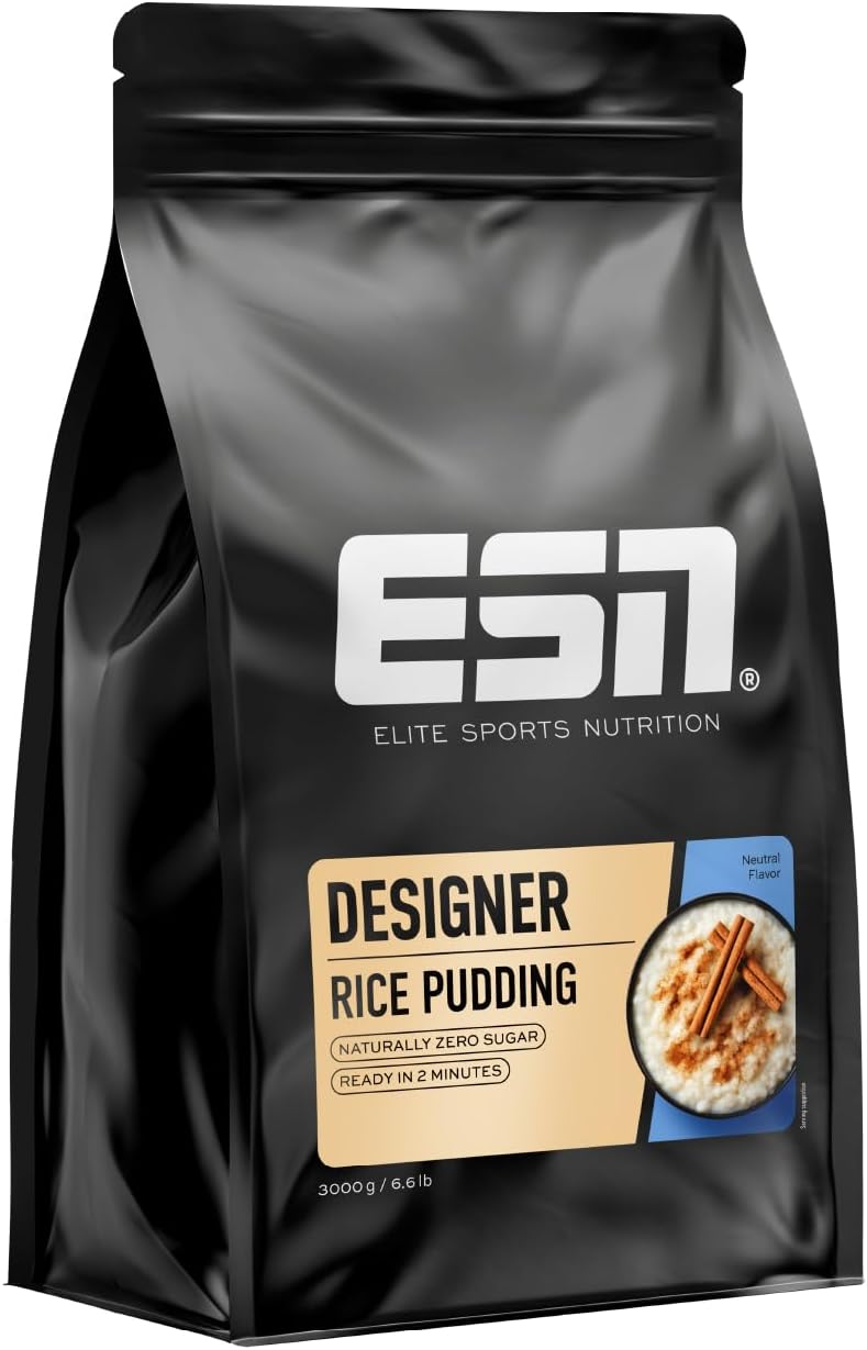ESN Instant Rice Pudding, Natural, 3000 g, with Low Fat and No Sugar - Made in Germany