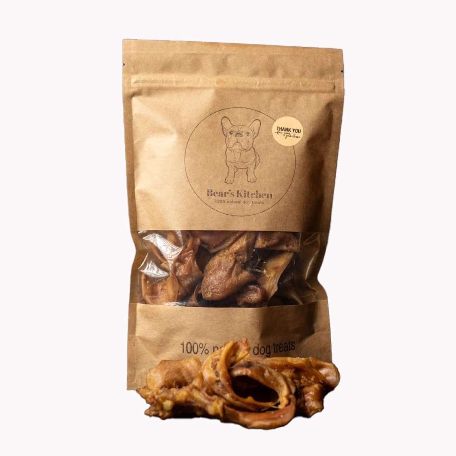 Bear's Kitchen Premium Quality Pigs Ears Strips 500g Natural Dog Treats Chews | Tasty Dog Treats | Natural Raw Healthy Treat | Whole Pork Ear Chew | Grain Free Snack