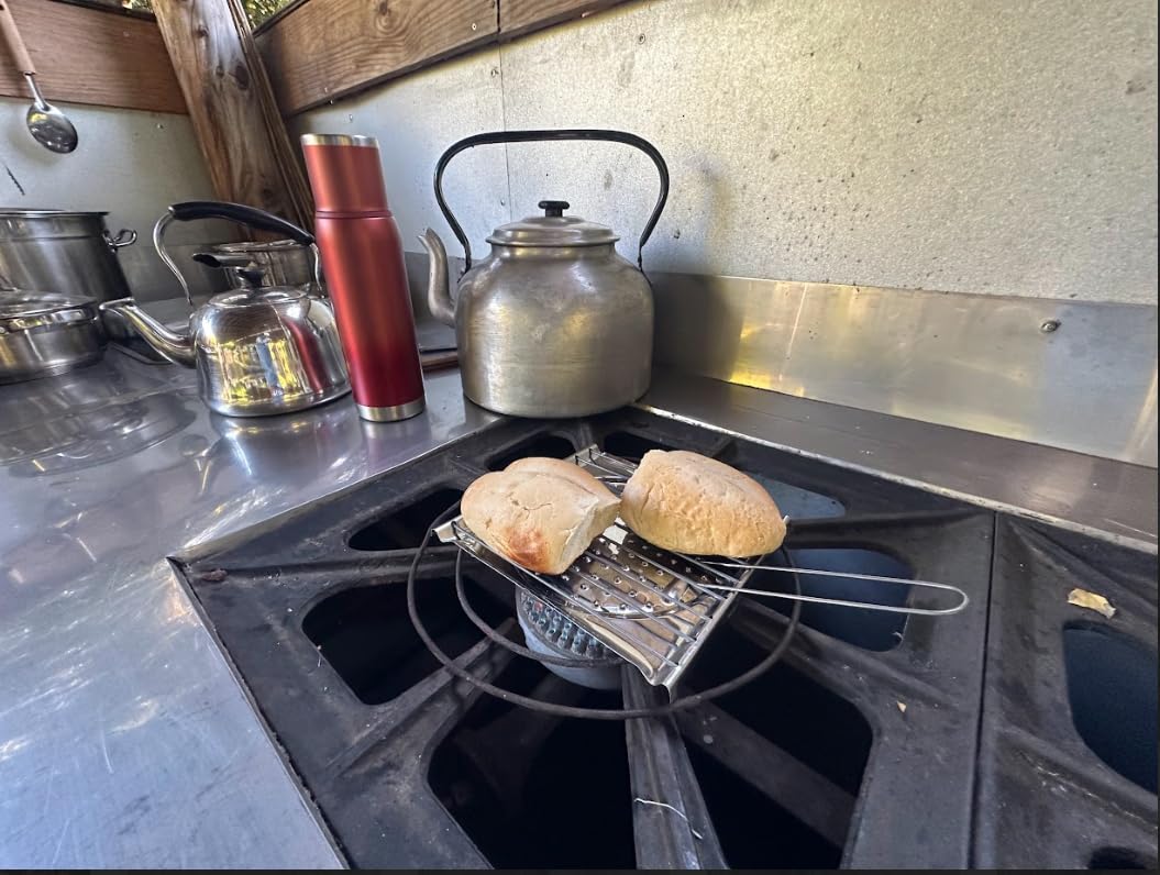 Classic Crockery Reinforced Stove Toaster Kitchen Foldable Ideal For Camping Extremely Compact Toaster Bread Cookware 2 in 1 Heat Diffuser | Tostador Enlozado Reforzado Para Quesadilla Arepa Tostada