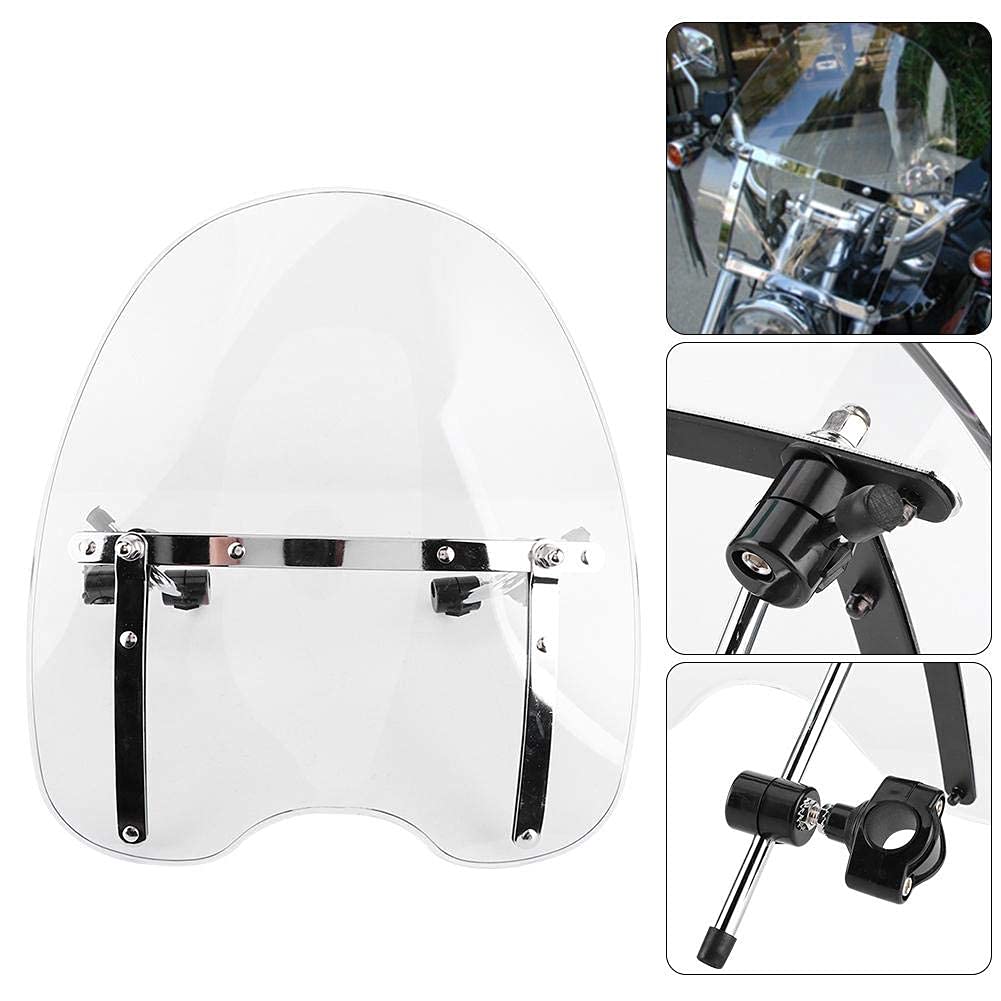 Aramox Pare-brise de moto universel, support de guidon réglable à 360 ° de 22 à 25 mm (transparent)