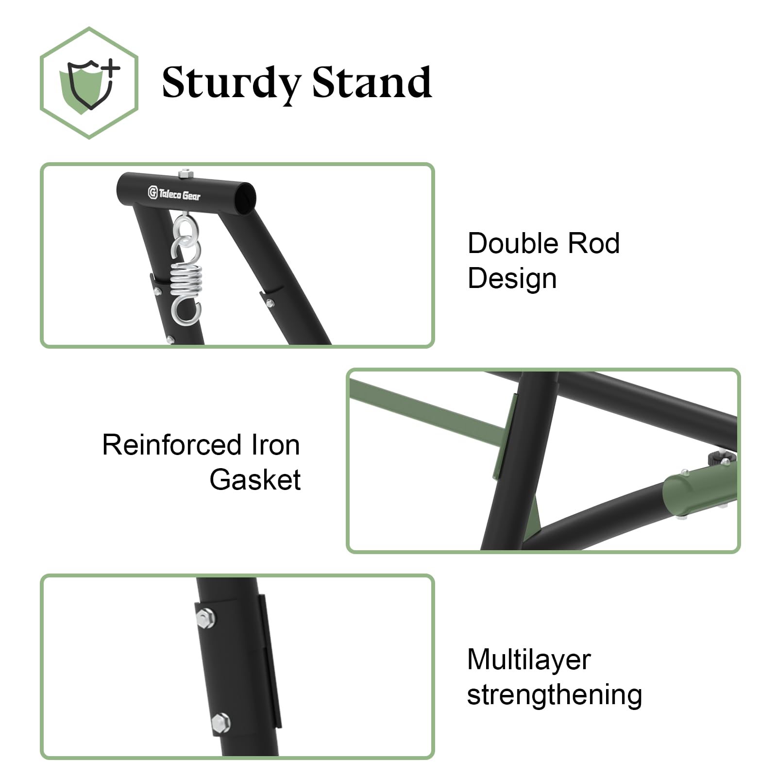 C Type Hängesessel mit Gestell, Schwarz Hängemattengestell und Grau Hängeschaukel, Stoffschaukel mit Bequemen Kissen, Hängesessel Outdoor, Hängemattenständer für Balkon, Terrasse, hält bis zu 150kg