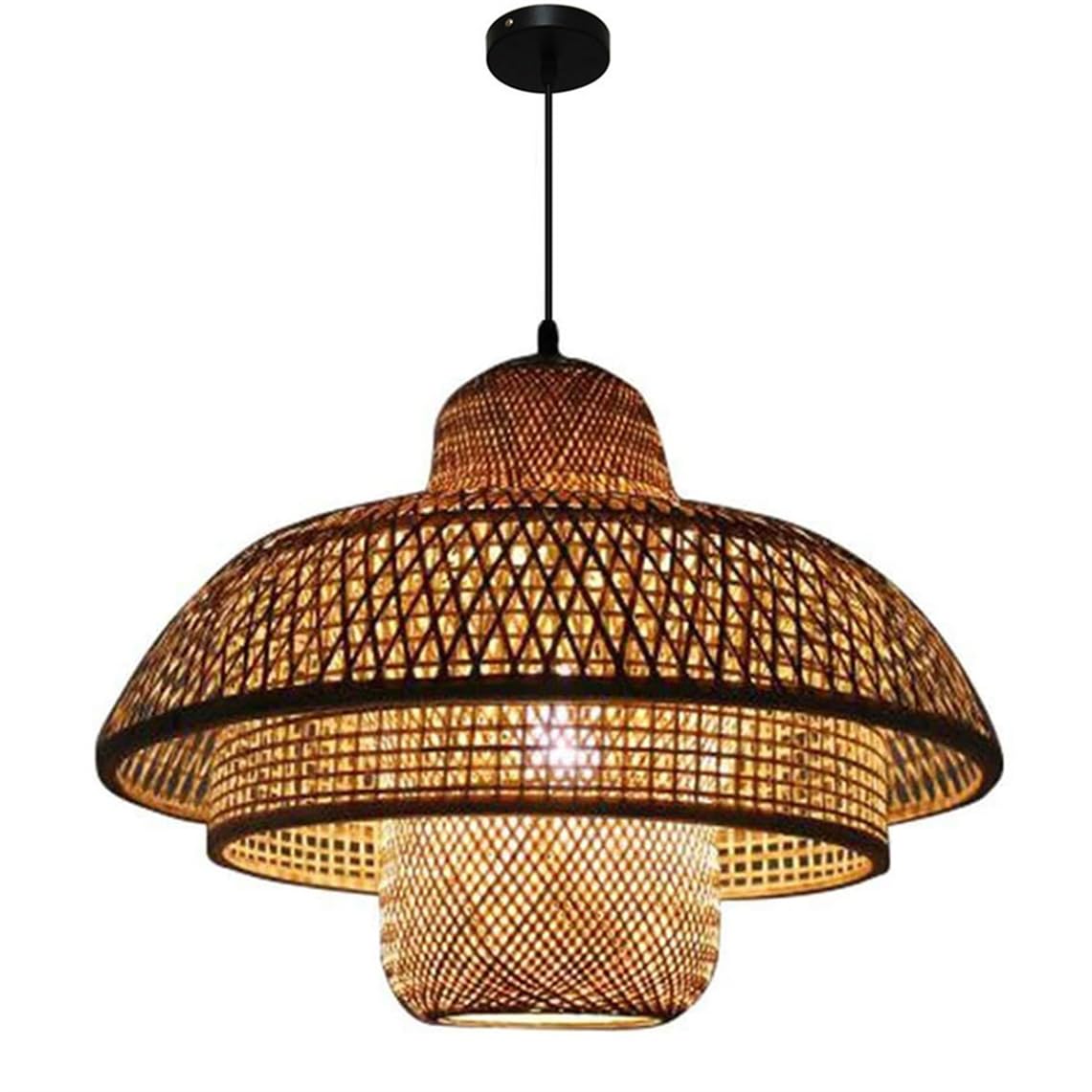 Luminaire suspendu tressé main en bambou style moderne et bohème