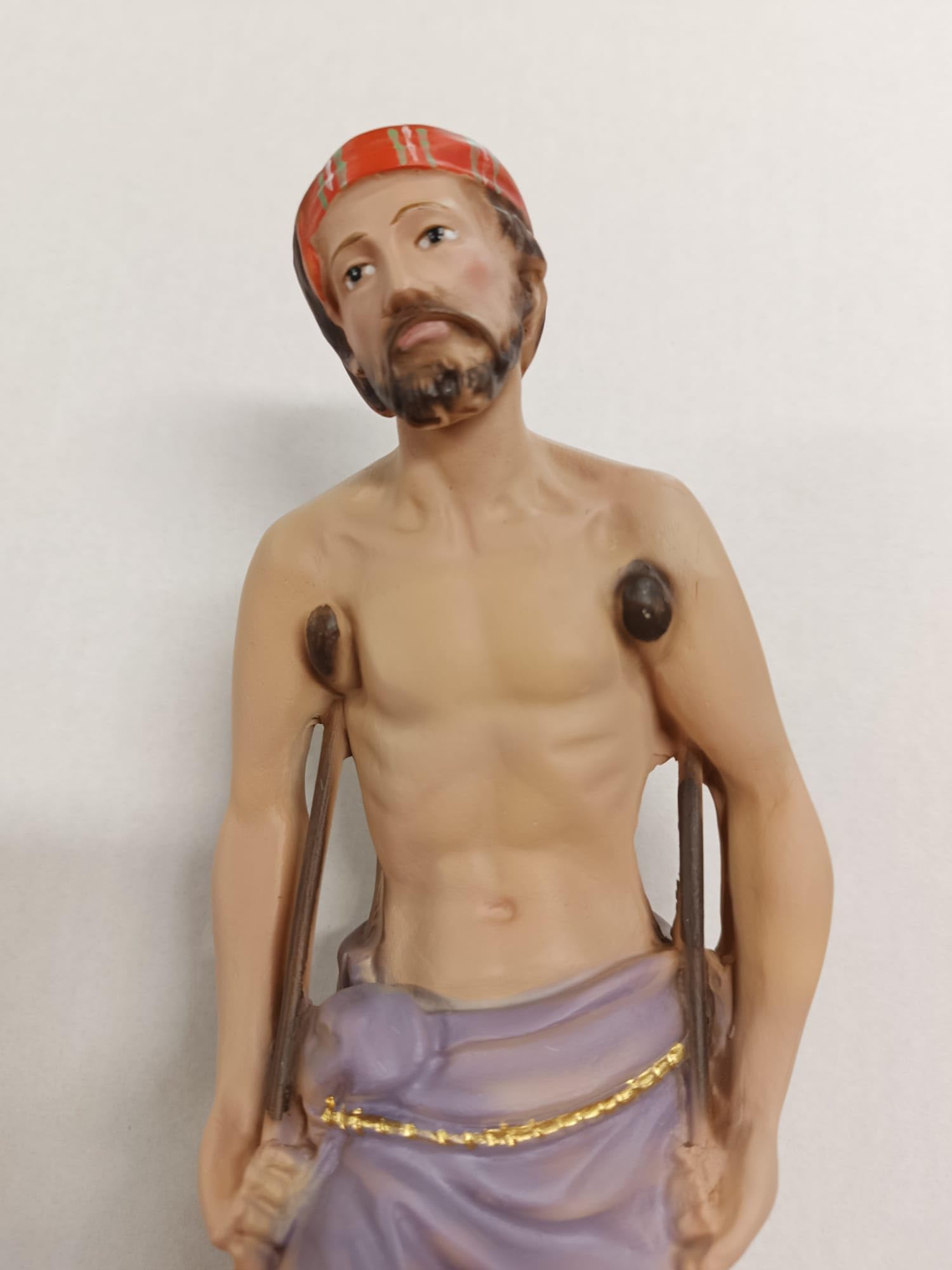 Generico ArteSacracaravaggio Statua di San Lazzaro cm 30 (11,81 inches) in marmo resina piena decorata a mano di produzione artigianale italiana