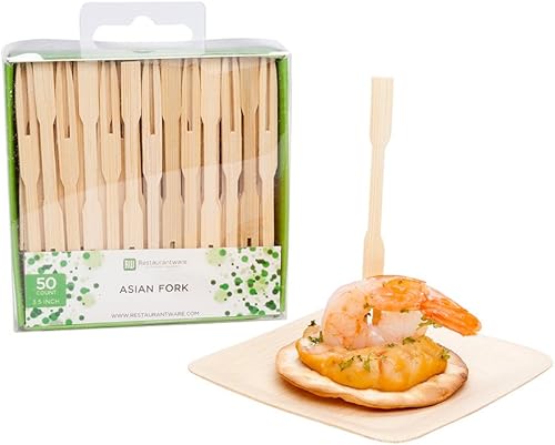 Restaurantware 6-inch Bamboo Paddle Skewers Perfect for Serving Appetizers and Cocktail Garnishes - Natural Color - Retail Pack - 50-CT -