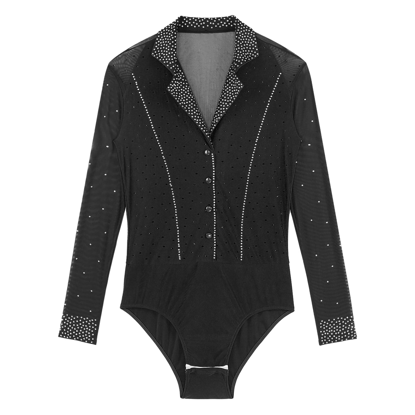inlzdz Herren Tanzbody Tanzhemd Langarm Hemdbody Glitzer mit Schlaghose Tanzhose Männer Latein Tango Standard Dance Outfit