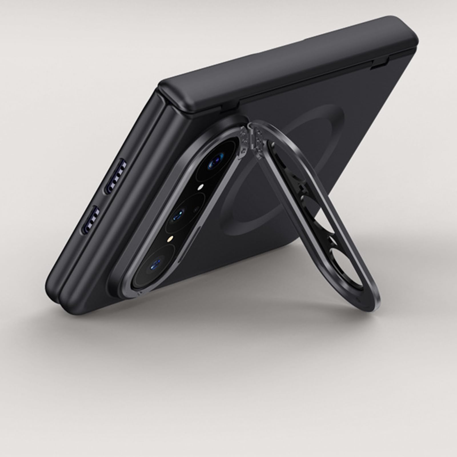 Etui do Huawei Pura X Max, składana podpórka, osłona magnetyczna, zintegrowany ekran, ochrona aparatu, zamek błyskawiczny, twarda obudowa do komputera (srebrna)