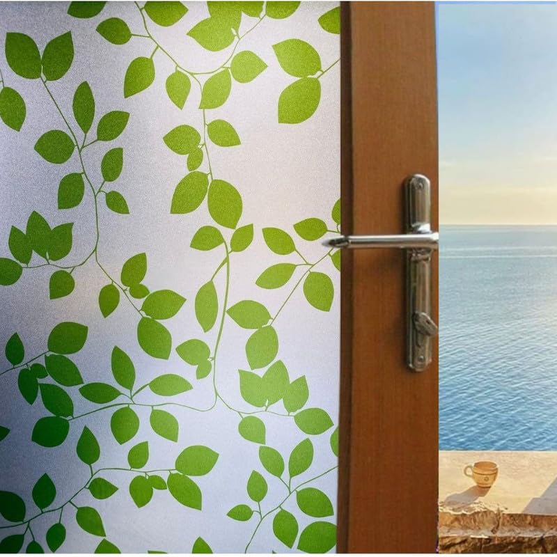 Image of Decorative Glass Film Window Film for Glass Film for Windows Privacy - Green Leaves |24 X 240 Inchs
