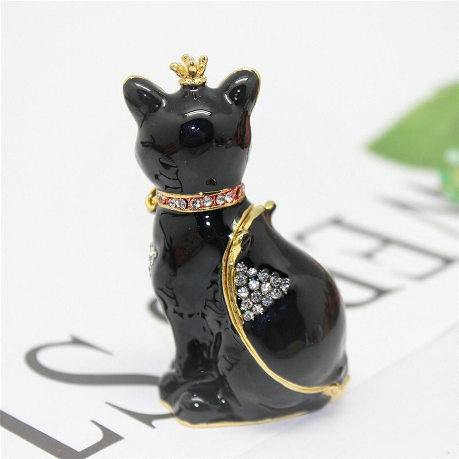 Amazon.co.jp: エナメル合金クラフト小物ボックスメタルクラウン猫