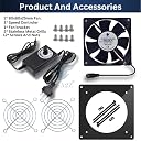 PGSA2Z 80mm AC Plug Fan (120V/110V/220V) with Adjustable Speed Controller for PC, Doorway, Receiver, Xbox, DVR, Router, Home Theater, AV Cabinets - Enhanced Cooling Solution (Black) gallery image