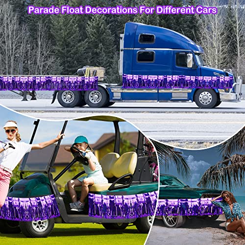 Image of 4 Pack Iridescent Fringe Float Curtain, Metallic Foil Fringe Garland Wall Hanging Drapes Tassel Foil Float for Parade Float Trailer, Birthday Holiday Outdoor /Indoor Party Decoration (Purple)