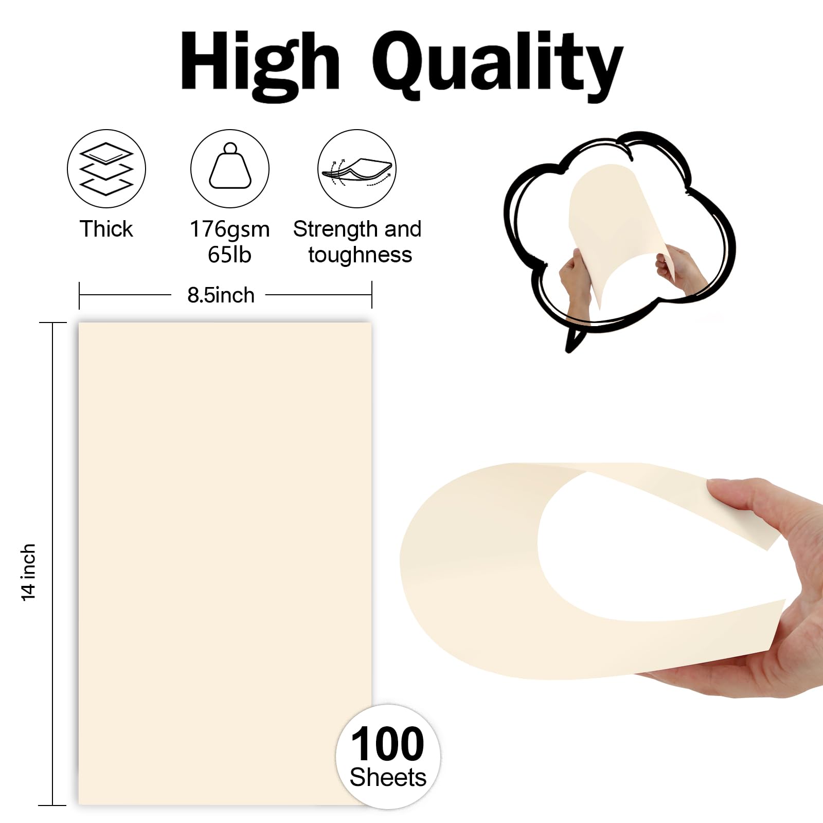 Cremefarbener Karton, 29,5 kg legal, dickes Kartonpapier, 100 Blatt, Goefun schweres Kartonpapier für Kunst und Handwerk, Poster, Broschüren, Speisekarten, Karten, Deckel