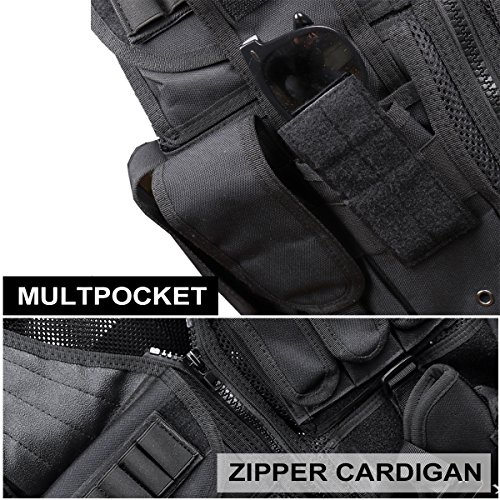 Goetland 600D Polyester Tactical Vest Outdoor Ultra-Light Combat Training Vest CS Adjustable S-XXL, Black - Thumbnail 4