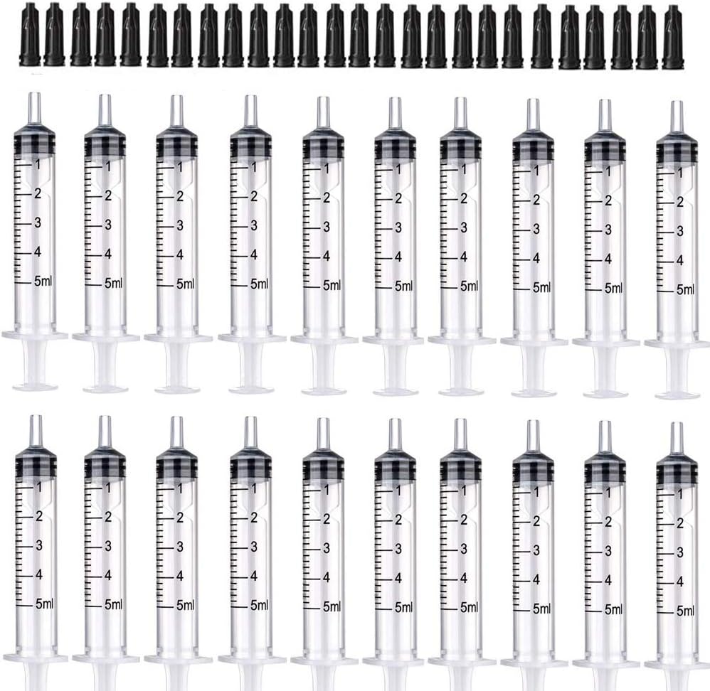 Gufastoe Pack of 30 5 ml syringes, oil dosing syringes (without needles) with caps, for small pet feeding, industrial precision application