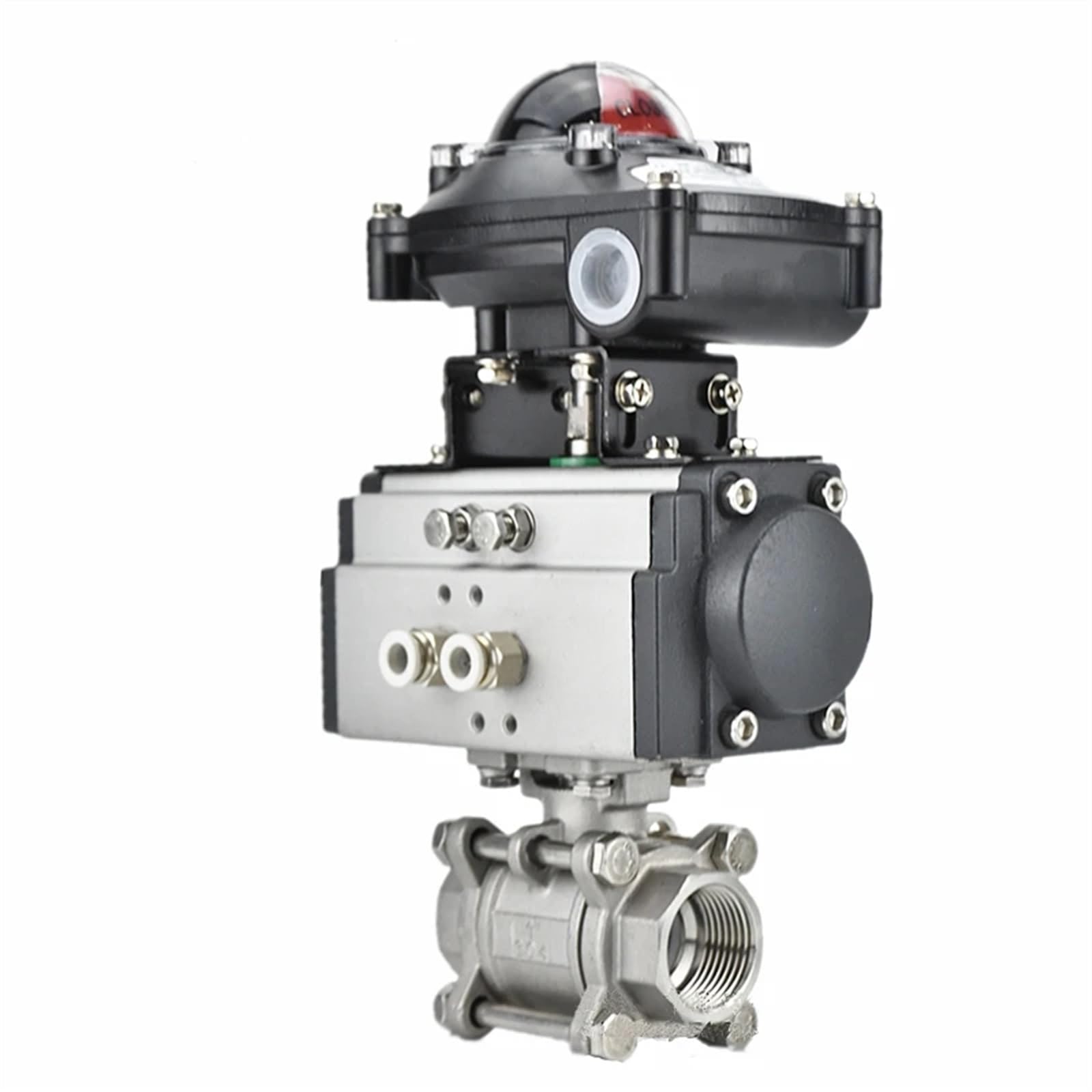 QRUYHBAJU 1/2" Three Piece High Platform Pneumatic Ball Valve Stainless Steel 304 Double Acting Cylinder with Signal Switch