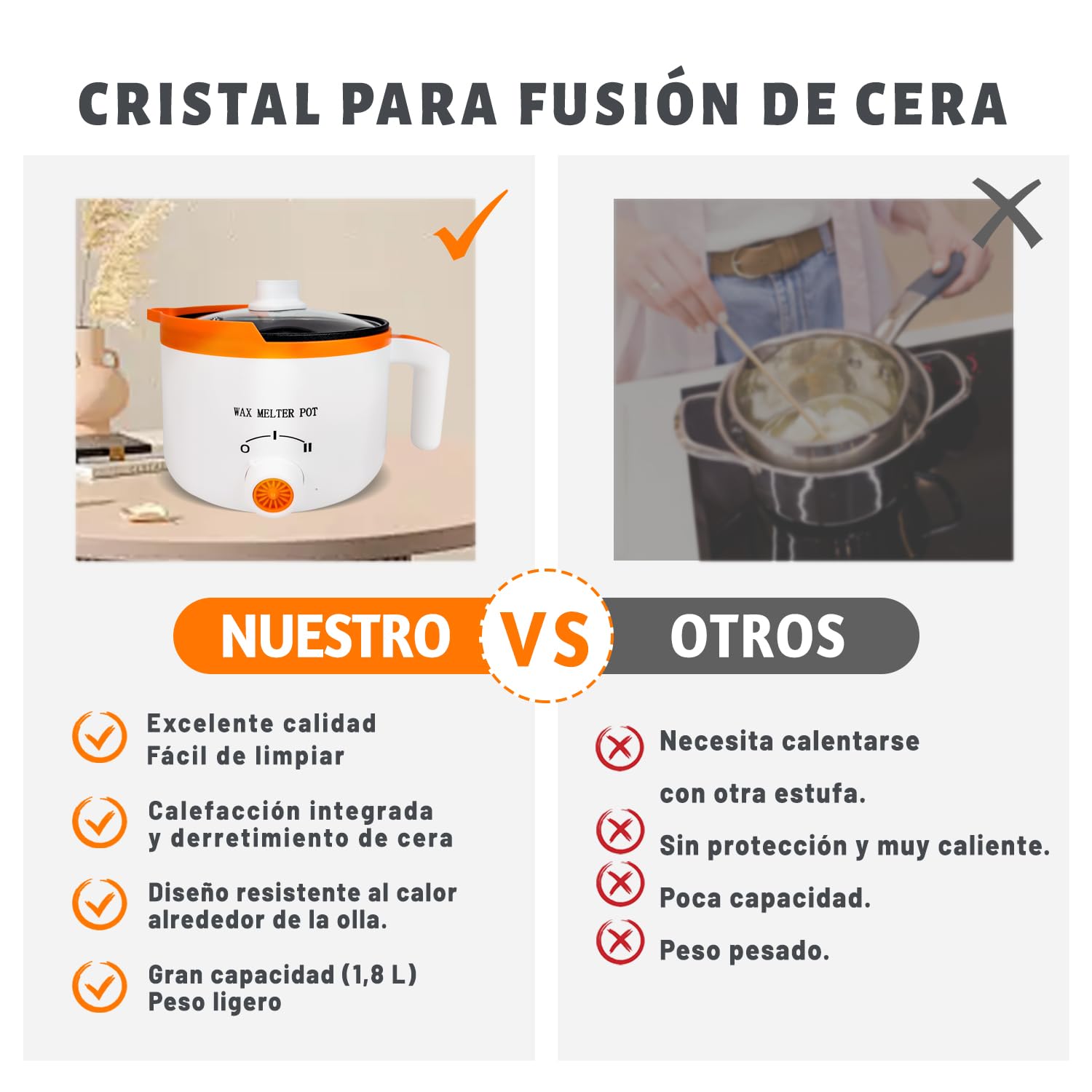 Ksedcon Olla Eléctrica de Fusion para Velas Fundidor de Cera para Velas con Interruptor Giratorio, Olla para Derretir Cera Antiadherente Pequeña con Resistencia Al Calor