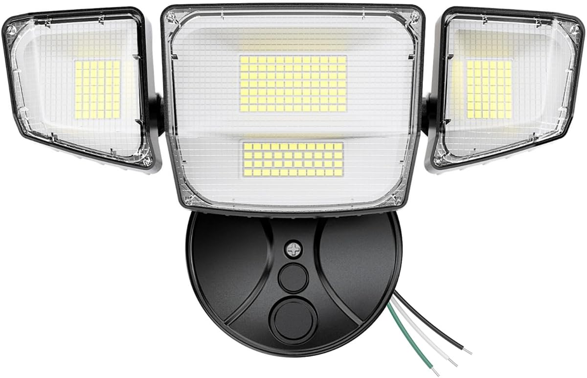 Onforu 90W Flood Lights Outdoor, 10000LM Ultra Bright 4-Head LED Security Light with Switch Control, IP66 Waterproof 6500K Exterior Lights for Yard Garage Patio