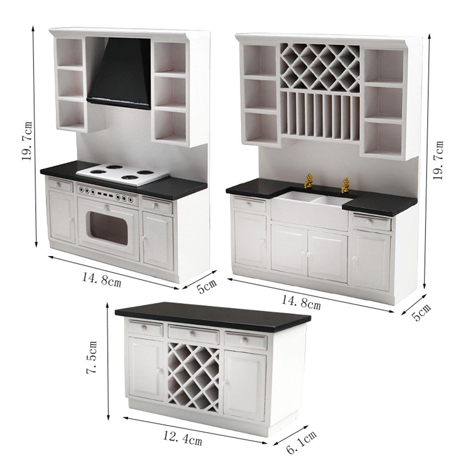 Miniaturas de gabinete de cocina 1:12 Accesorios hechos a mano Tipo 3