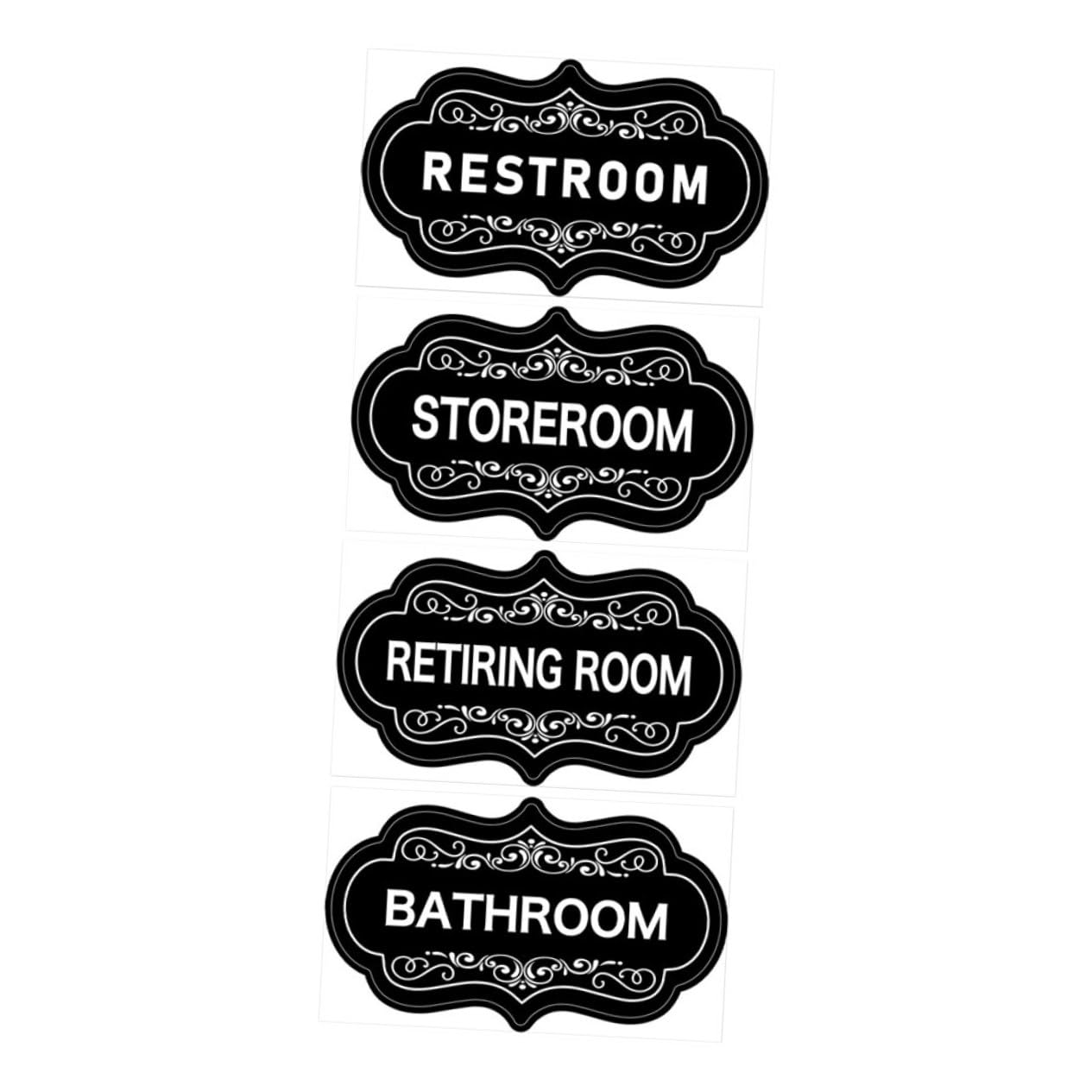 Gogogmee 4pcs Bathroom Door Sign Stickers for Restroom Toilet Washroom and Storage Room Easy to Apply Decals for Room Identification and Organization