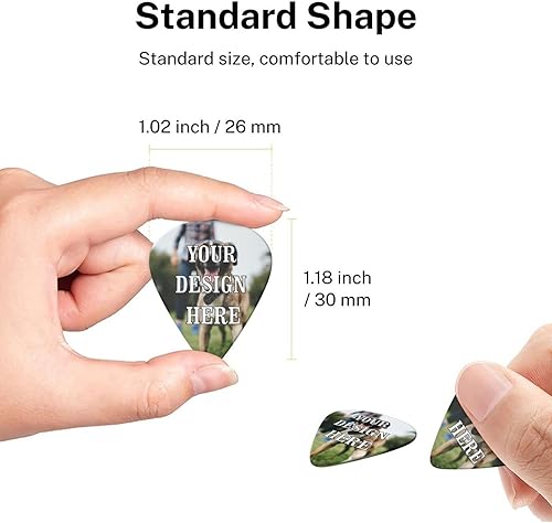 Miniatura 5 de Paquete de 6 púas de guitarra personalizadas, púas de guitarra personalizadas, añade tu propio diseño de texto fotográfico, 0.018 in, 0.028 in