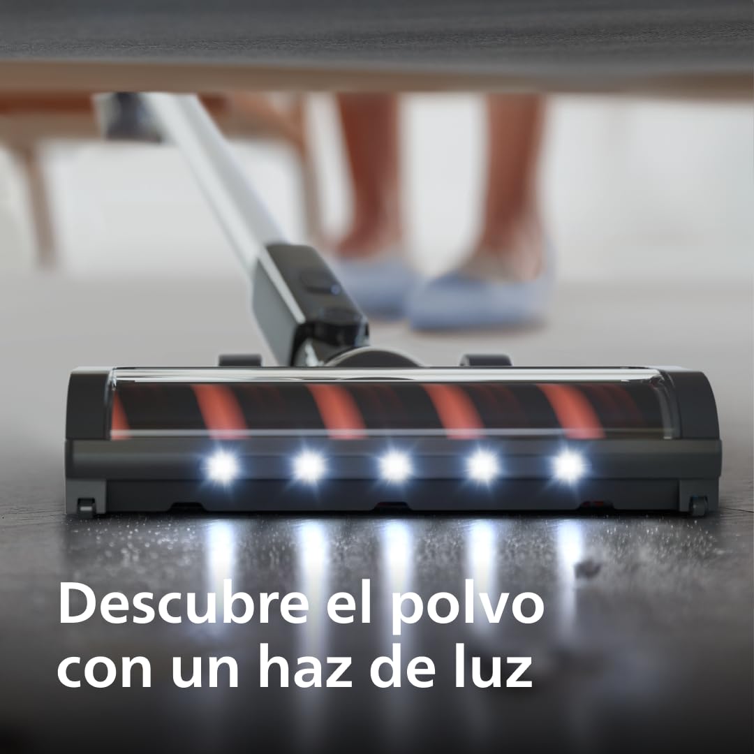 PHILIPS Aspiradora sin Cable Serie 3000, Potente succión en Suelos Duros, 60 min de autonomía, Cepillo LED, Accesorios, batería reemplazable, Ligera y eficiente en rincones (XC3032/01)