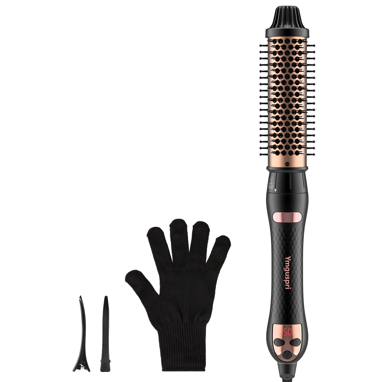 3-in-1 Thermal Brush for Blowout Look, 1.5 inch Heated Round Brush with Ion Detachable Heated, Makes Hair Straightening and Smoother Get Natural Curls, Dual Voltage for Travel, Quick&Easy