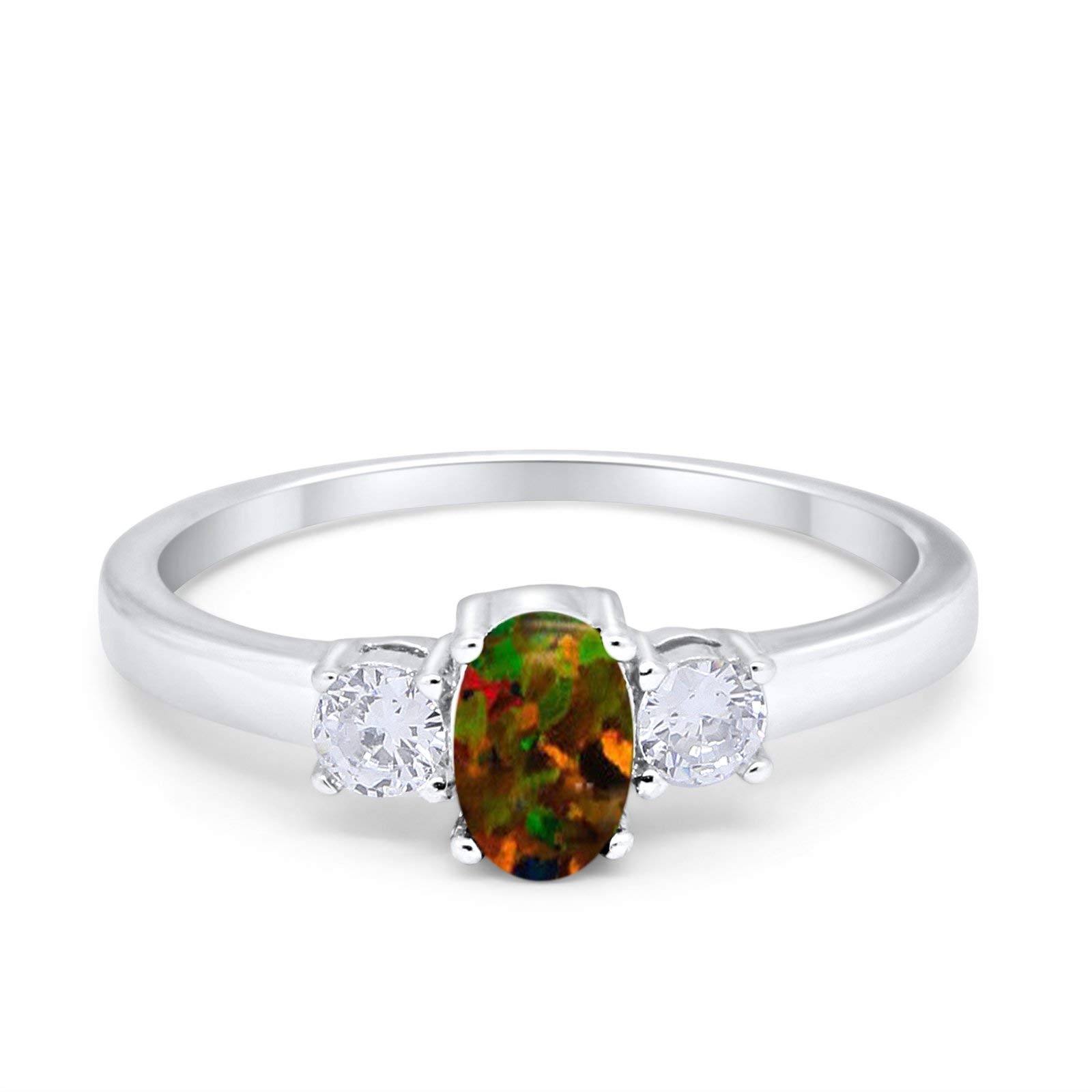 Art Deco Ring Three Stone Oval Cubic Zirconia Trio Ring Vintage Style Solitaire Statement Wedding Engagement Rings For Women 925 Sterling Silver Gift For Her