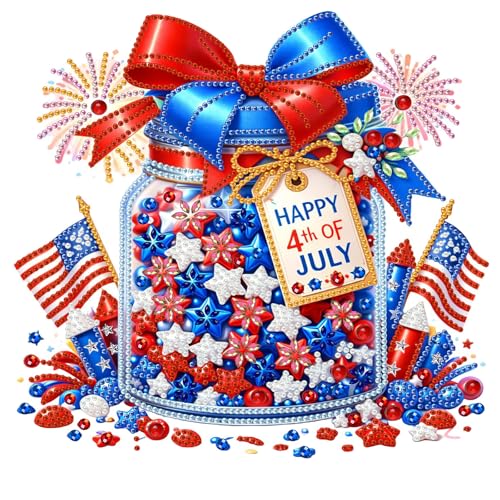Aestalrcus 4th of July Diamond Art Kits for Adults Special Shape Diamond Painting Patriotic Diamond Art Crystal Rhinestones for Gift Home Wall Decor 12x12 Inch
