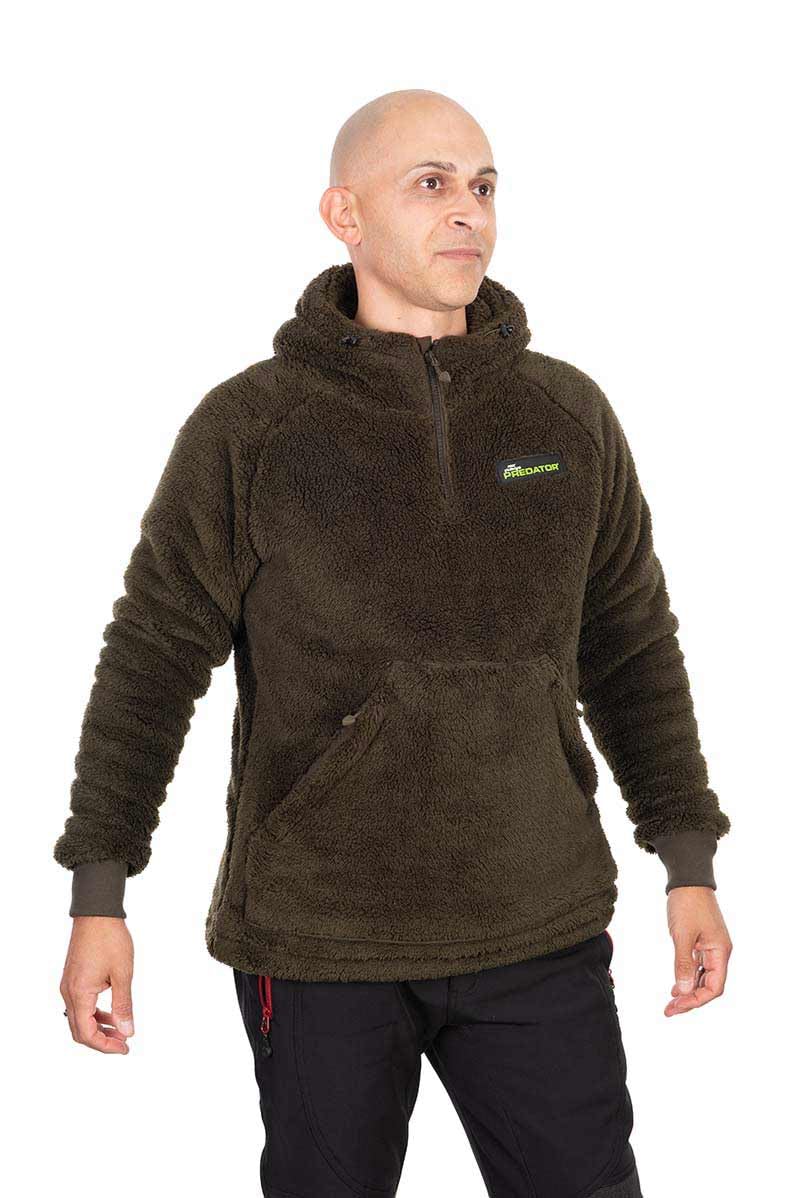 Fox Rage Unisex Black Predator Sherpa Hoody Olive Green 3XL | Pike Fishing Fleece | Incredible Warmth And Comfort | Adjustable Hem And Hood Predator Logo | Ideal For The Coldest Weather | Code Fpr006