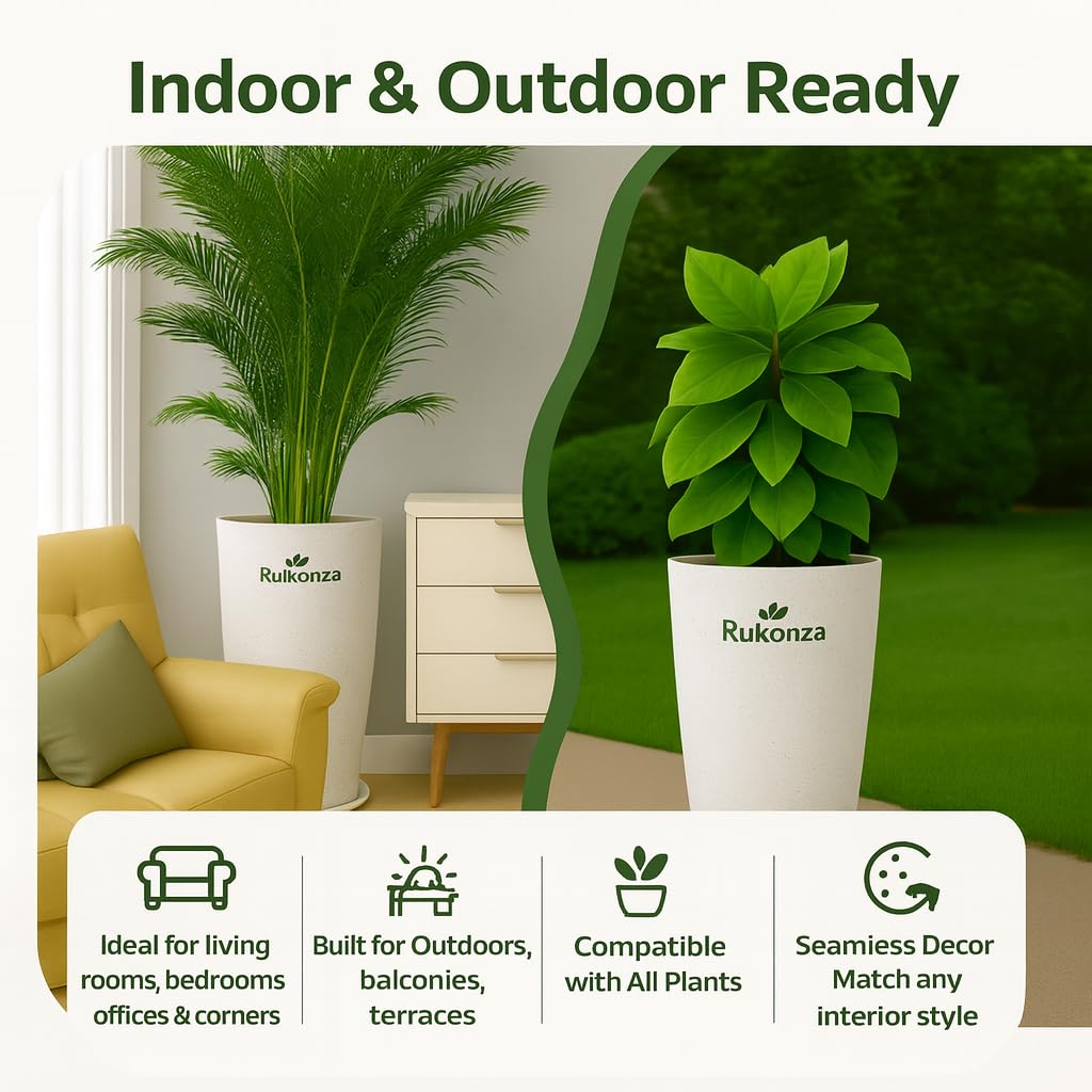 Rukonza Fiber Tower Planters - 4 Pack, White Marble -8 Rukonza Fiber Tower Planters - 4 Pack, White Marble -8