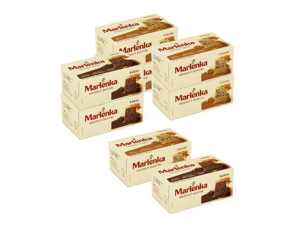 MARLENKA® 6+2 Honigkuchen - Mix 8 x 100 g | Tschechischer Kuchen für Desserts und Geschenksets | Parent (MIX)