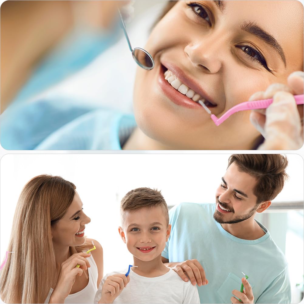 60 Pezzi Spazzolini Interdentali, 6 Taglie Angolati Scovolini Dentali Morbido con Coperchio, L-Scovolino per Pulizia Denti con Manico Antiscivolo per Spazi Stretti, Cura Della Bocca