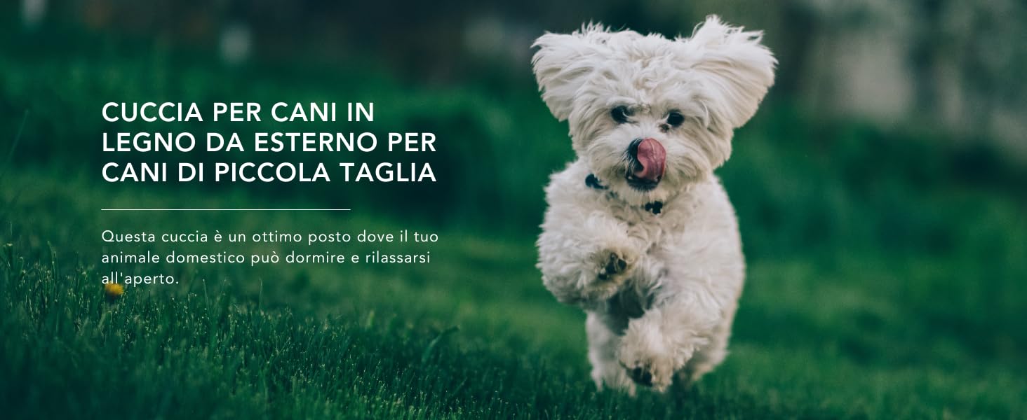 Cuccia per cani in legno da esterno - 76 x 99 x H80 cm - taglia S - per cani di piccola taglia - tetto impermeabile - Timbela M401-1