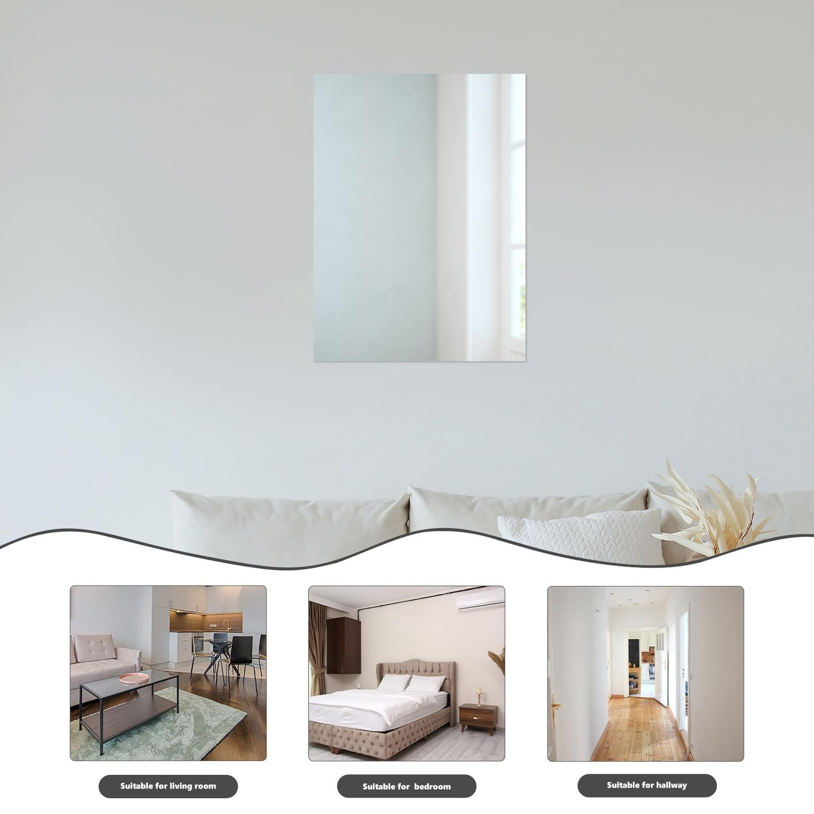 2stücke Teiliges aus Acryl-wandspiegeln Selbstklebende Dekorative Spiegelplatten für Schlafzimmer Badezimmer und Fitnessstudios
