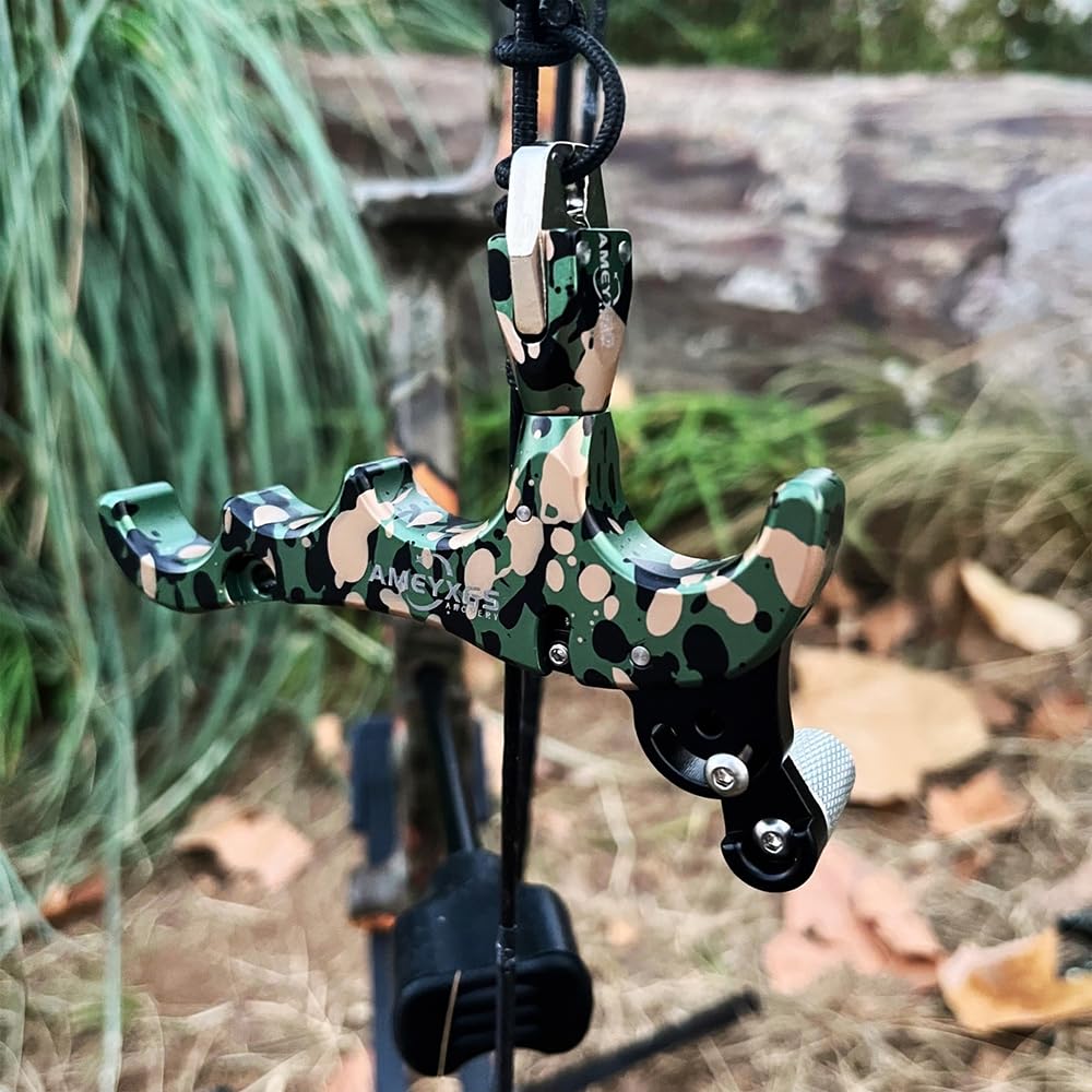 Release Aid Arco Compound Tiro con L'Arco Rilascio Sgancio per Compound Bow Trigger 4 Dita Regolabile Accessori Arceria Caccia Tiro Sportivo Competizione RH LH Fino a 80lbs