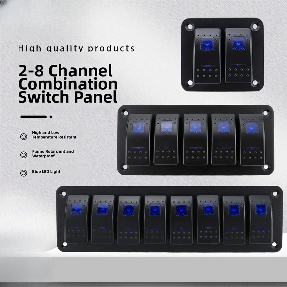 Panel Interruptor Balancero LED Azul 3 Vías 12V-24V(Eight People)