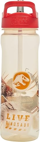 Miniatura 2 de Jurassic Park Jurassic World Dominion - Botellas de agua abatibles con popote para niños, 20.3 fl oz, producto oficial de Polar Gear - Botella de
