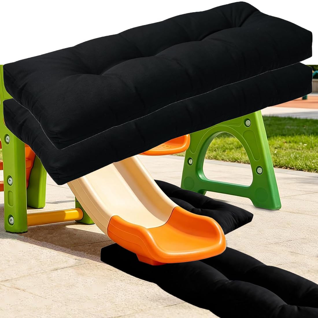 2 PCS Outdoor Playground Mat 3.2 Inch Thick Foam, Playground Protection Mats Shock Absorbing Landing Pad for Swingsets Slides Indoor Yard, Play Ground Slide Landing Pad Play Mat Anti-Slip 47.2"X19.6"