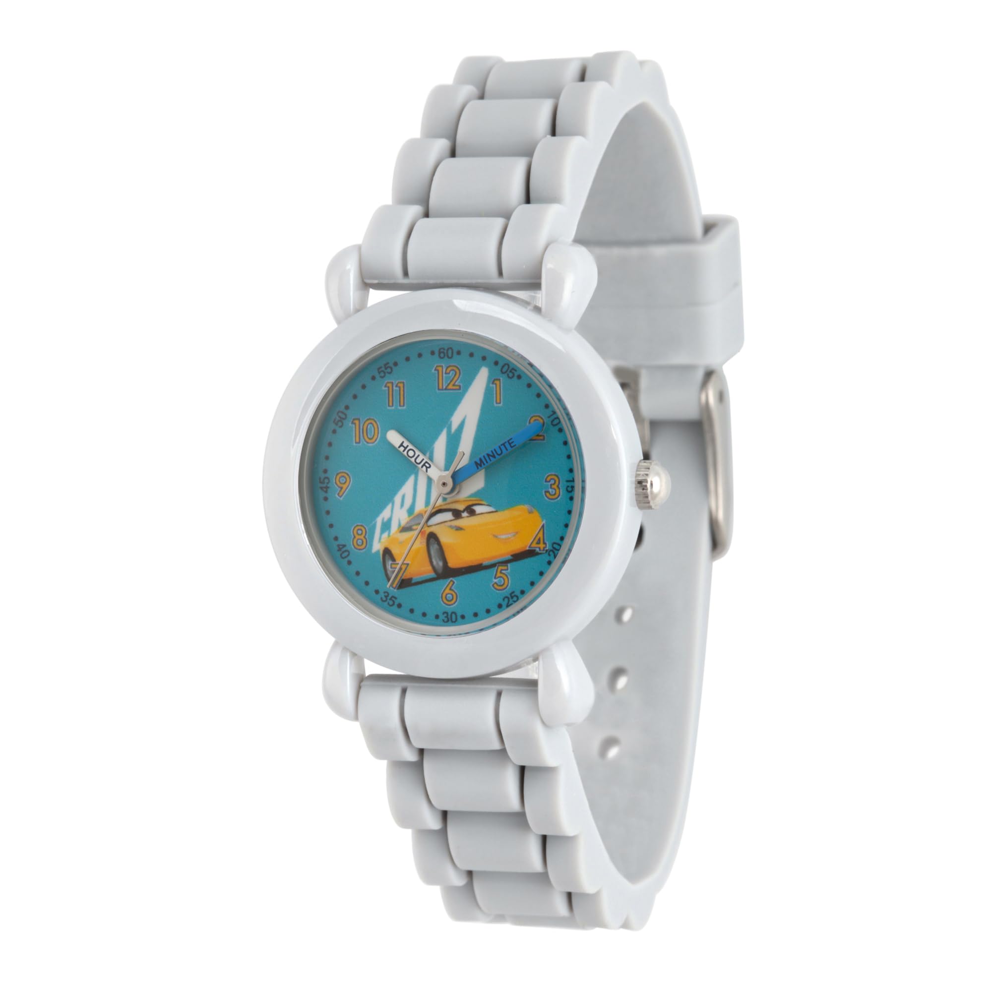 Disney Pixar Cars Orologio per bambini dai 3 ai 7 anni con quadrante luminoso con personaggi - ottimo regalo per bambini - quadrante di facile lettura, lunetta grigia e cinturino in silicone grigio