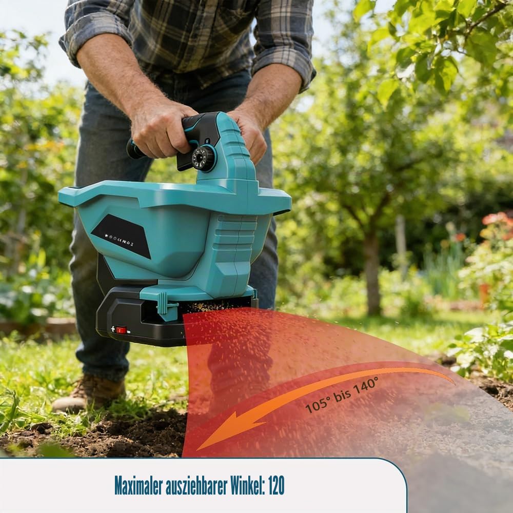 Kabelloser Saatgutstreuer für Makita 18 V Akku (ohne Batterie), Handdüngerstreuer, 6 Geschwindigkeitsstufen, 3,3 l batteriebetriebener Düngerstreuer für Grassamen, Dünger, Salz und Splitt