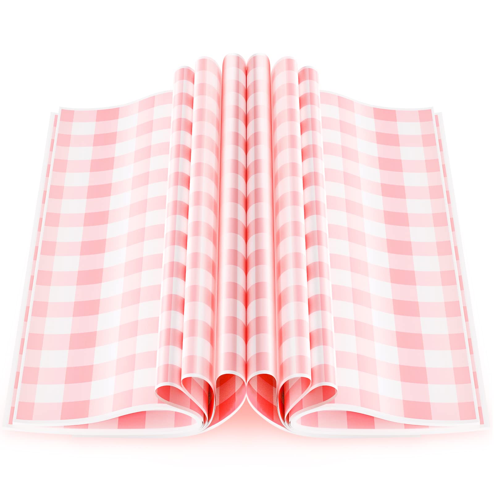 Chivao 150 Pcs Wax Paper Sheets for Food Deli Pink Checkered Sandwiches Greaseproof Disposable Wrapping Paper for Sandwich Picnic Basket Liner Easter Birthday Shower Party Supplies