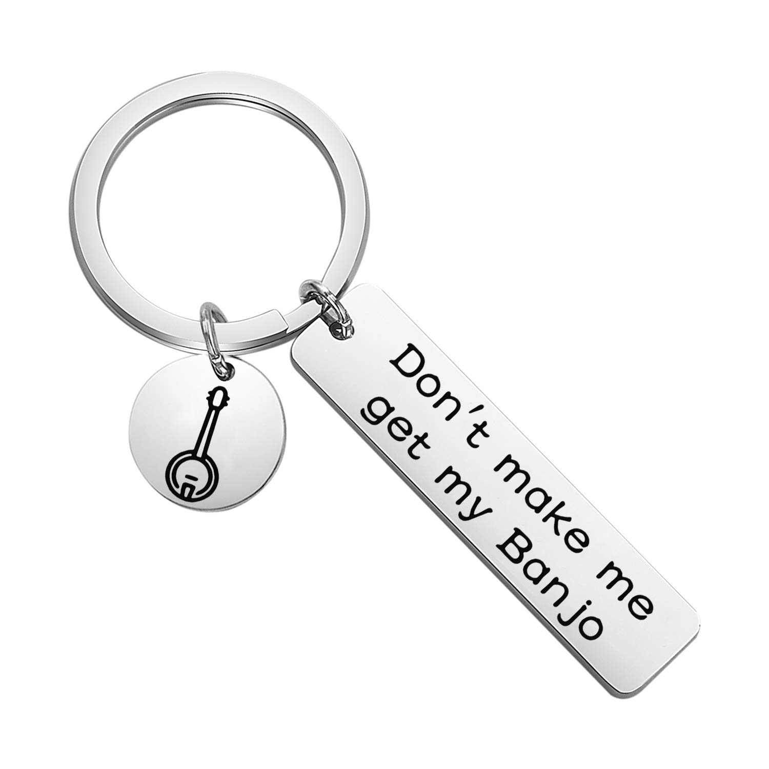POTIY Banjo Keychain Banjo Lovers Gifts Key Ring Don’t Make Me Get My Banjo Lover Metal Keychain Musician Lover