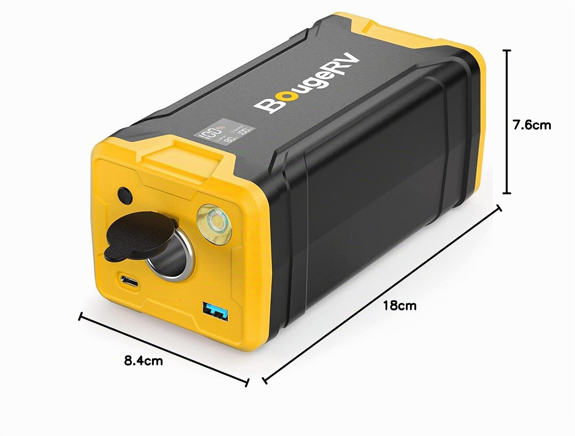 BougeRV Power Station Portatile da 266Wh per Frigoriferi Auto 12V, Generatore Solare con Ricarica Rapida 100W, Uscita USB-C e DC, Display Intelligente, Batteria di Backup per Campeggio e Viaggi