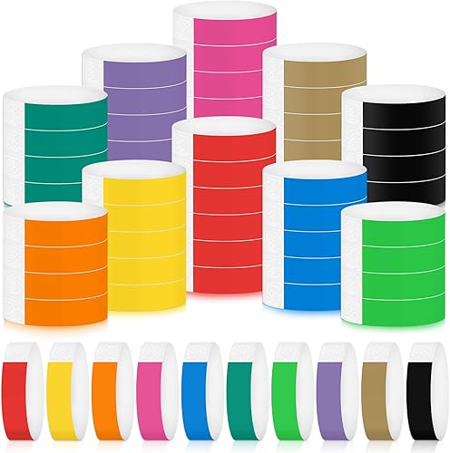 Paquete de 1000 pulseras de papel para eventos, de neón, pulseras de identificación impermeables de colores para fiestas y conciertos