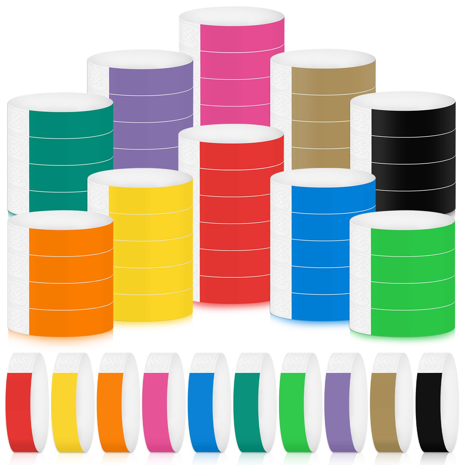 1000 Pack Paper Wristbands for Events Neon Wrist Bands Colored Waterproof Identification Wristbands for Party Concert