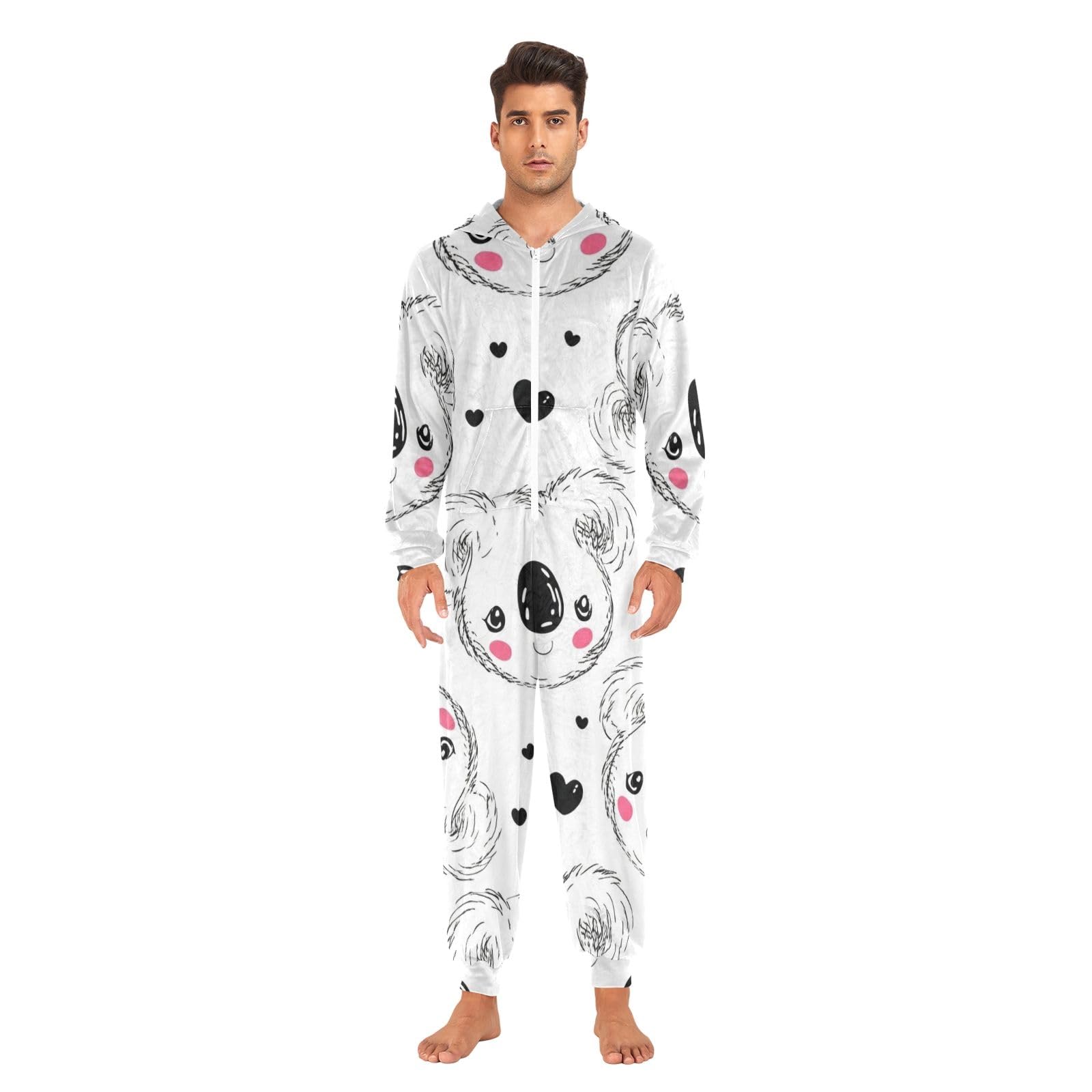 Koalas Hearts Bianco Pigiama Tute per Donna, Uomo Donna Lounge Wear