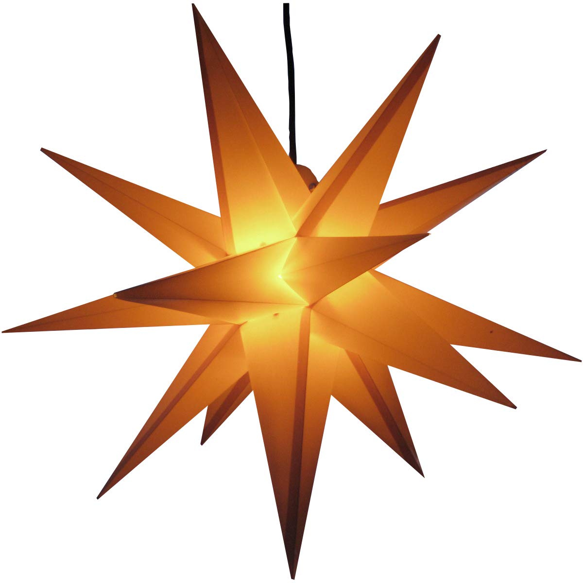 Mit LED (auswechselbar!) Außenstern Stern Outdoor gelb/gelborange - beleuchteter Stern ca. 55 cm Weihnachtsstern Leuchtstern Faltstern mit Leuchtmittel LED (StaRt-DUH-E14) [Energieklasse A+]