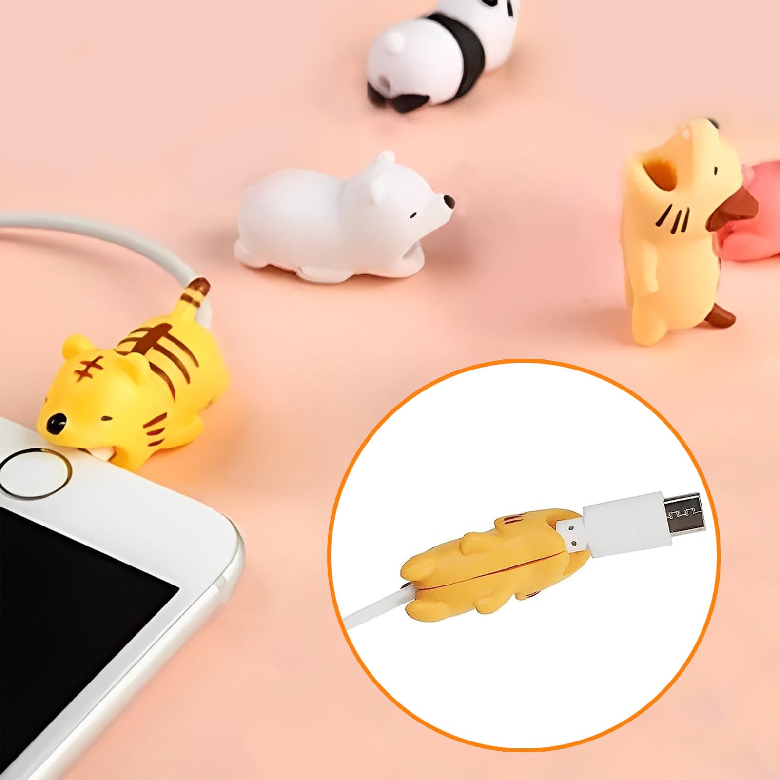 Simsky 15 Pezzi Salvacavo per Caricabatterie, Cable Protector, Confezione Mini Proteggi Cavo di Ricarica per Telefono Cellulare USB, Protezione Cavo Carica per Animali da Cartone Animato